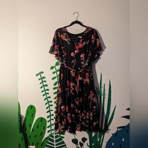 CALVIN KLEIN Midi Floral Flutter Dress